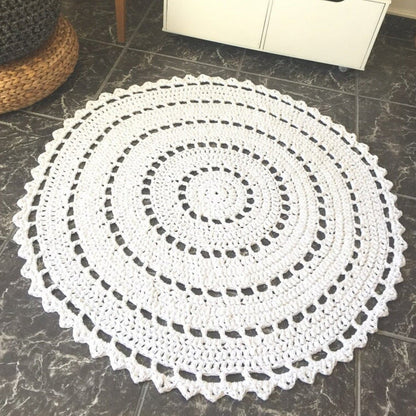 Crochet Round Doily Rug, Mandala Floor Mat