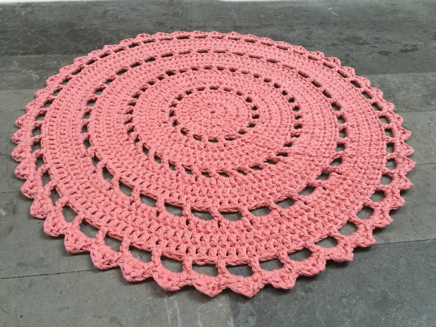 Crochet Round Doily Rug, Mandala Floor Mat