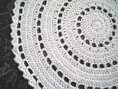 Crochet Round Doily Rug, Mandala Floor Mat