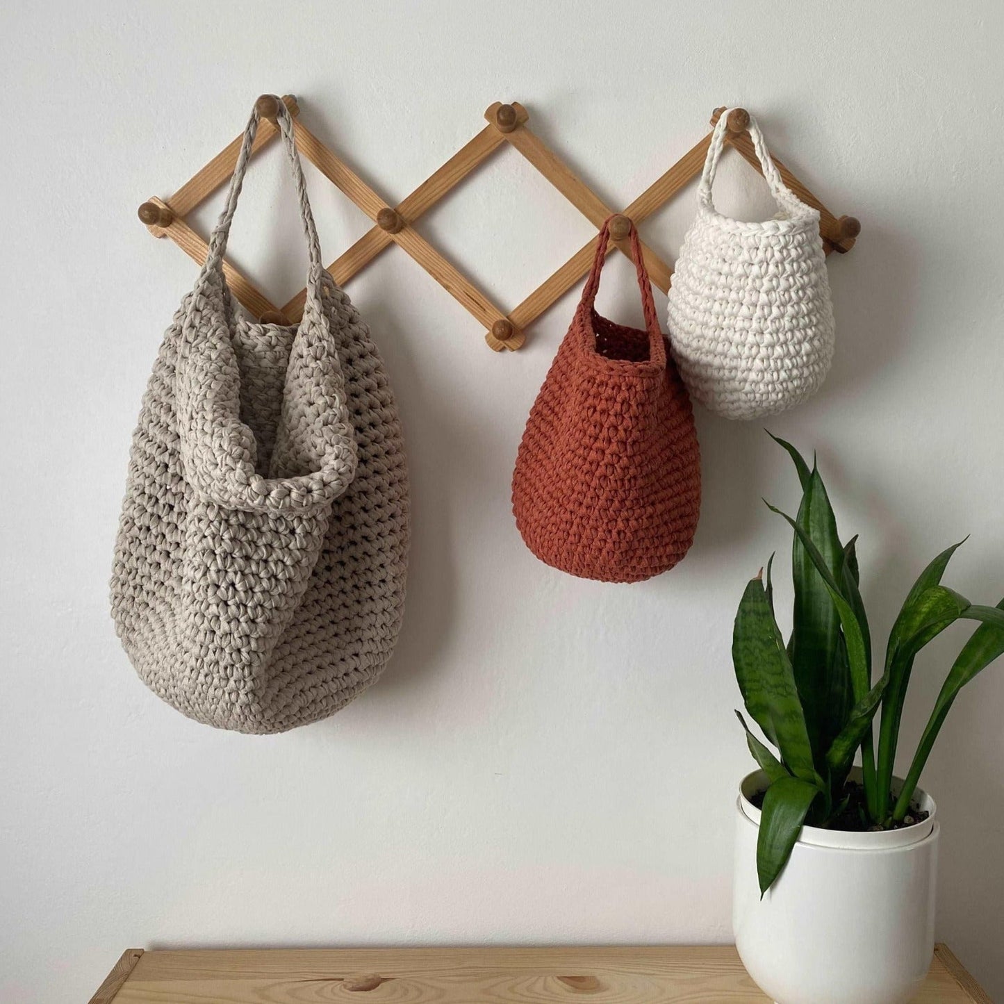 Crochet Storage Bags, Modern Hanging Baskets, Home Organizer
