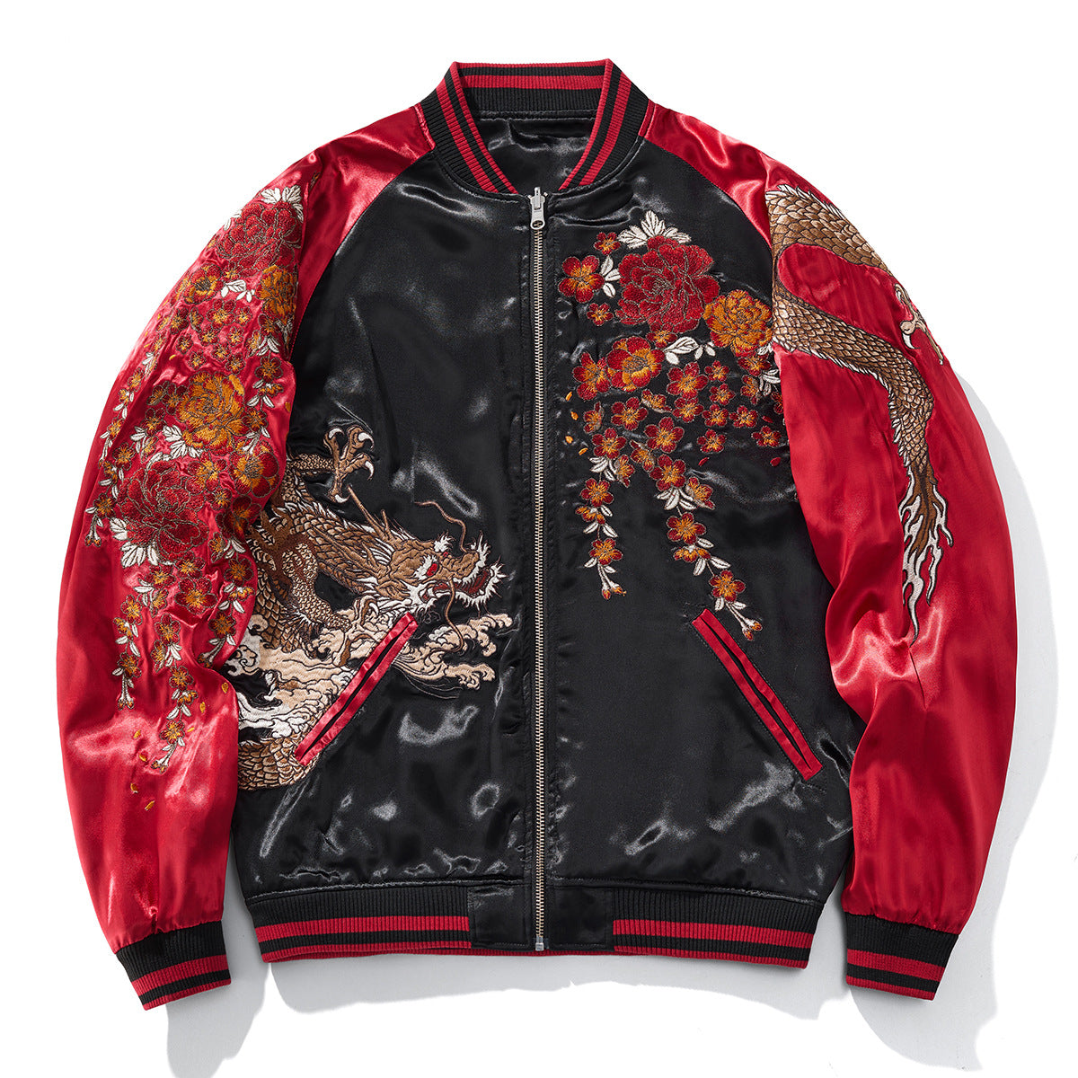 Mens Loose Fit Polyester Embroidered Chinese Style Jacket