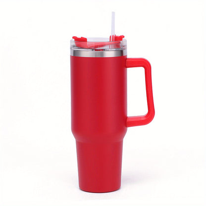 1pc Vacuum-Insulated Stainless Steel Tumbler with Straw - Thermocooler Technology & Handle - Perfect for Hot/Cold Beverages - Durable Double-Wall Insulated Water Cup for All-Day Temperature Retention
