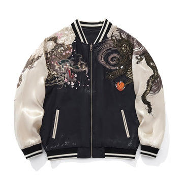 Mens Loose Fit Polyester Embroidered Chinese Style Jacket
