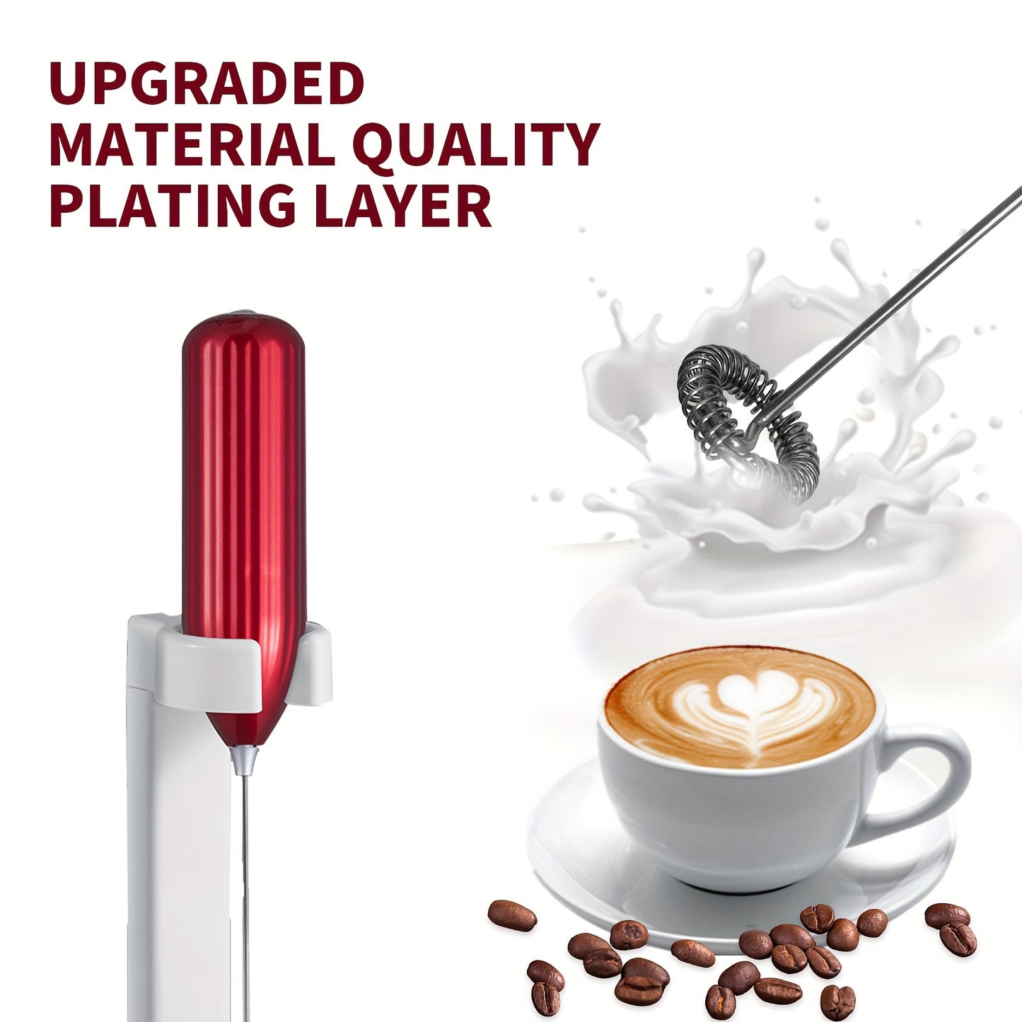 1pc, Lalayuan Powerful Electric Milk Frother, Mini Milk Foamer, Battery Operated (Not Included) Stainless Steel Drink Mixer, Handheld Electric Whisk For Coffee, Latte, Cappuccino, Chocolate, Matcha