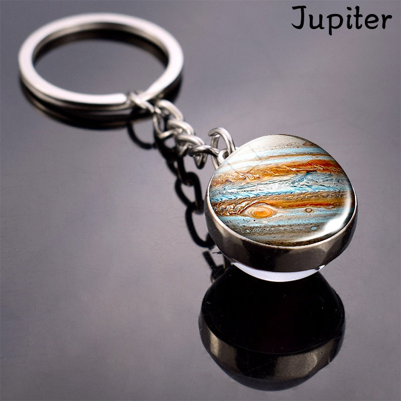 Celestial Solar System Keychain – 8 Planet Designs with Moon Phase Charm