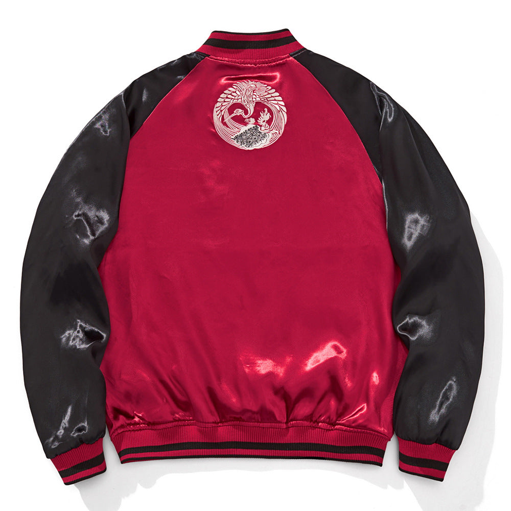 Mens Loose Fit Polyester Embroidered Chinese Style Jacket