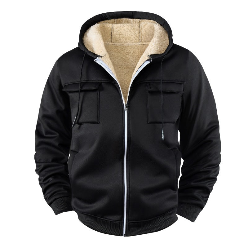 Sports Hooded Fleece-lined Jacket