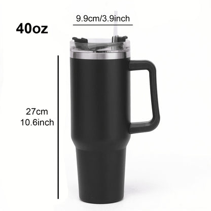 1pc Vacuum-Insulated Stainless Steel Tumbler with Straw - Thermocooler Technology & Handle - Perfect for Hot/Cold Beverages - Durable Double-Wall Insulated Water Cup for All-Day Temperature Retention