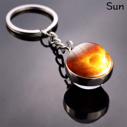 Celestial Solar System Keychain – 8 Planet Designs with Moon Phase Charm