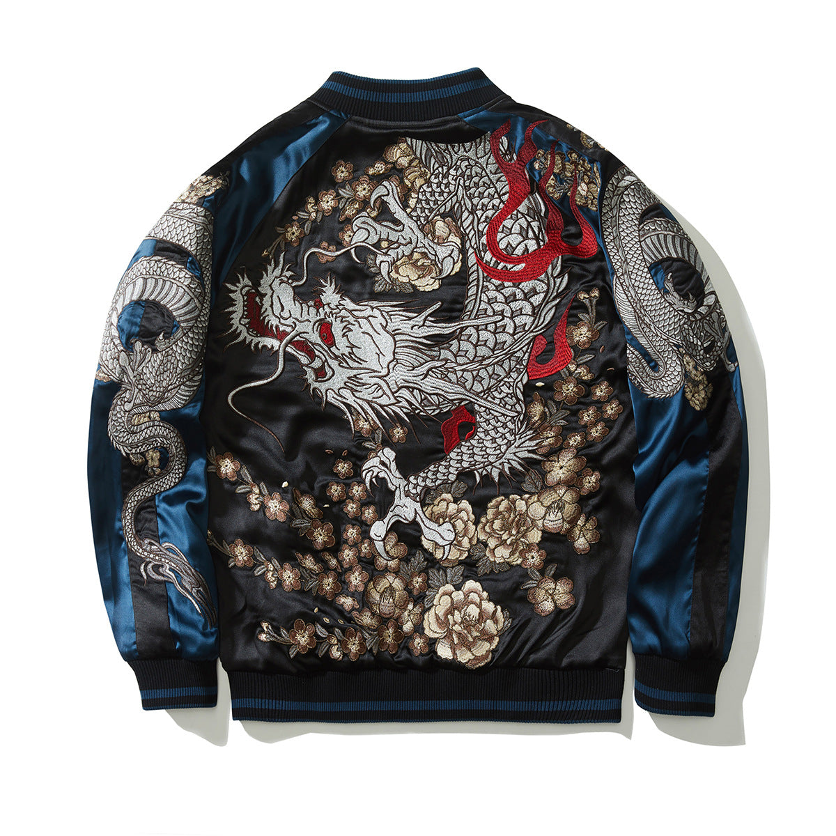 Mens Loose Fit Polyester Embroidered Chinese Style Jacket