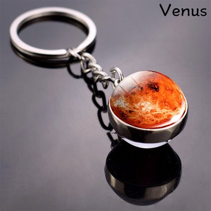 Celestial Solar System Keychain – 8 Planet Designs with Moon Phase Charm