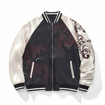 Mens Loose Fit Polyester Embroidered Chinese Style Jacket