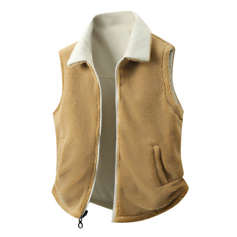 Mens AutumnWinter Jacquard Loose Cotton Thermal Padded Reversible Vest