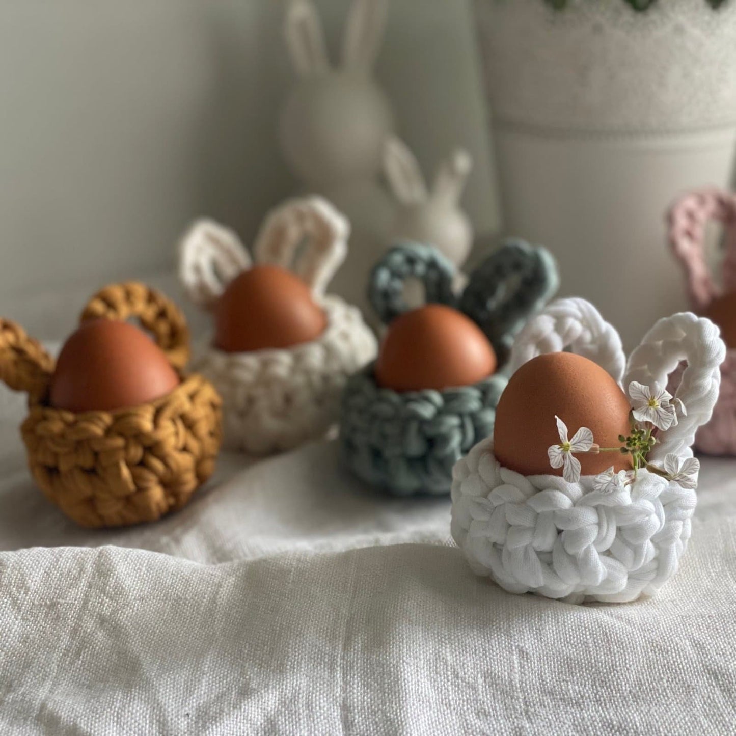 Gold Mustard Easter Bunny Egg Cups