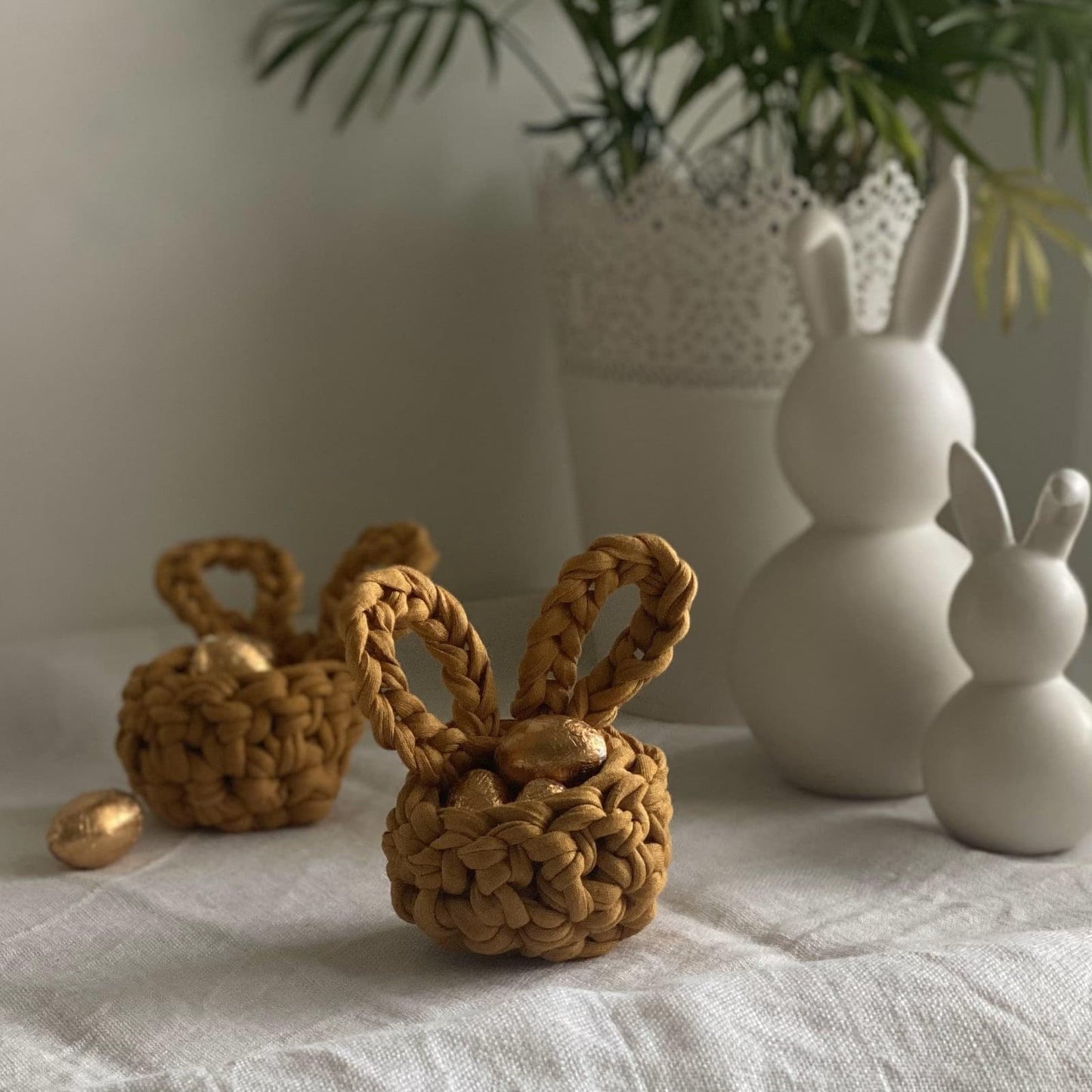 Gold Mustard Easter Bunny Egg Cups