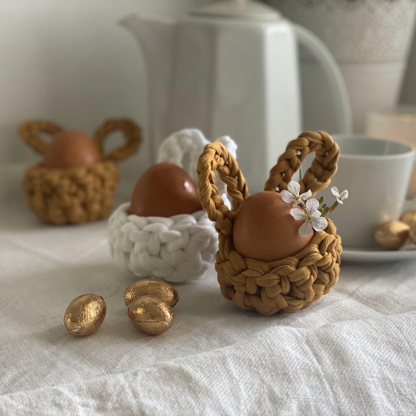 Gold Mustard Easter Bunny Egg Cups