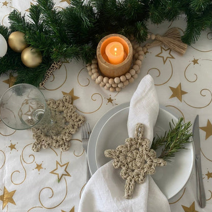 Gold Sparkly Coasters & Napkin Rings - Christmas Table Decor