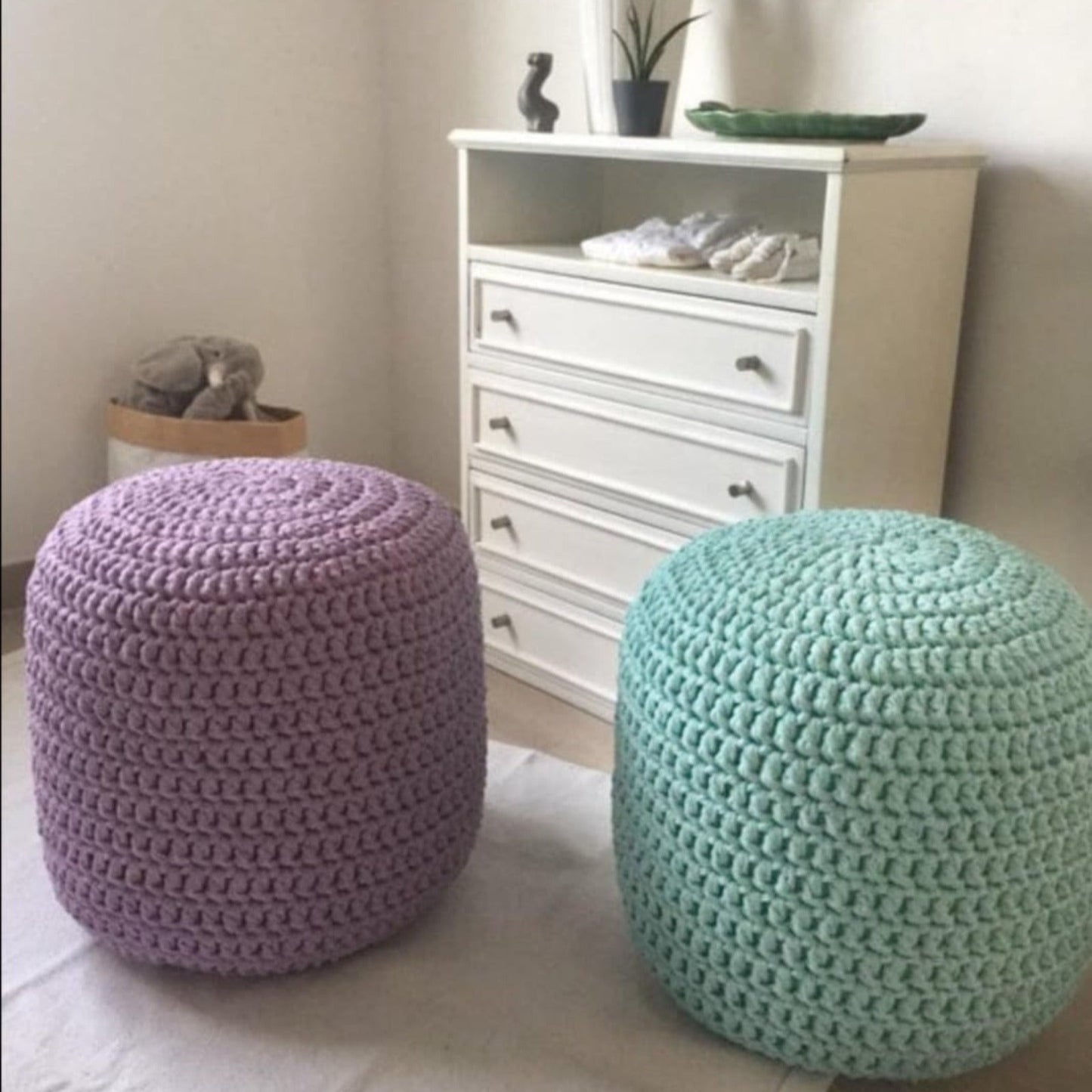Round Pouffe Ottoman | Lavender