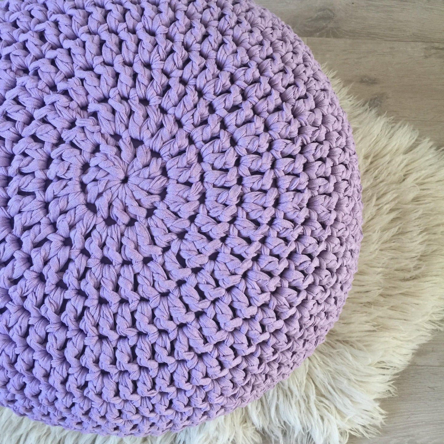 Round Pouffe Ottoman | Lavender