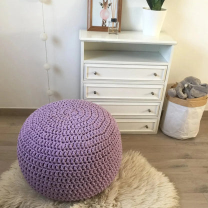 Round Pouffe Ottoman | Lavender