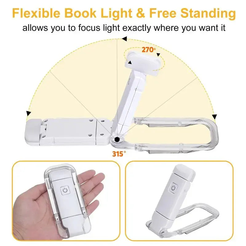 LED USB Rechargeable Book Light – Eye Protection, Adjustable Brightness, Portable Clip-On Reading Lamp