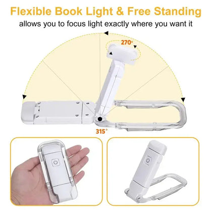 LED USB Rechargeable Book Light – Eye Protection, Adjustable Brightness, Portable Clip-On Reading Lamp