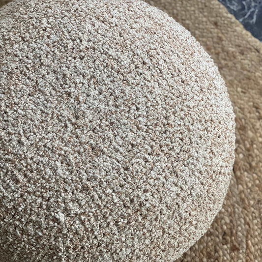 Boucle Pouf Ottoman | Light Beige
