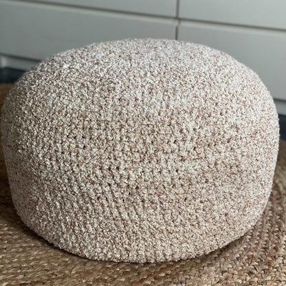 Boucle Pouf Ottoman | Light Beige