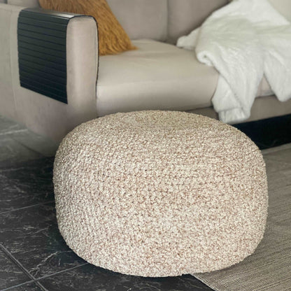 Boucle Pouf Ottoman | Light Beige