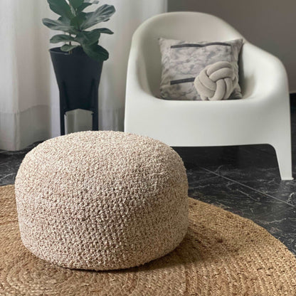 Boucle Pouf Ottoman | Light Beige
