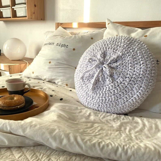Round Crochet Pillowcase | Pure White