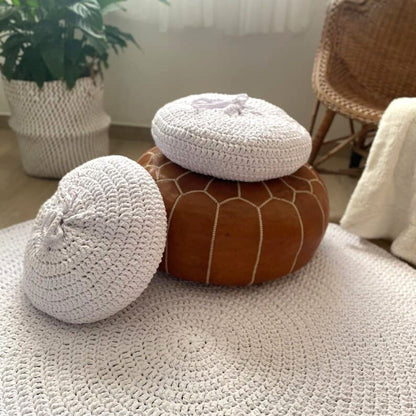Round Crochet Pillowcase | Pure White