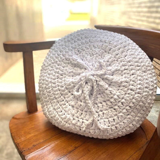 Round Crochet Pillowcase | Pure White