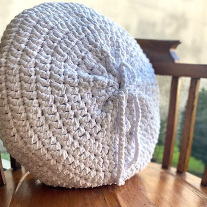 Round Crochet Pillowcase | Stone Gray