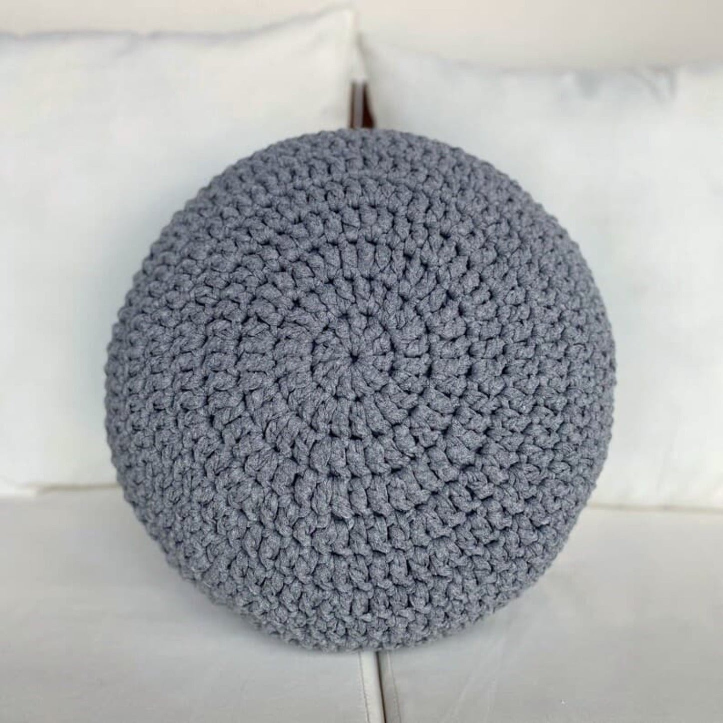 Round Crochet Pillowcase | Stone Gray