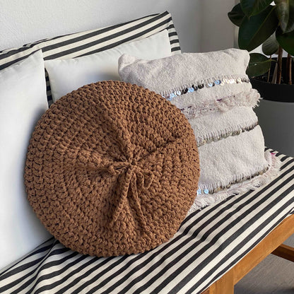 Round Crochet Pillowcase | Camel Brown