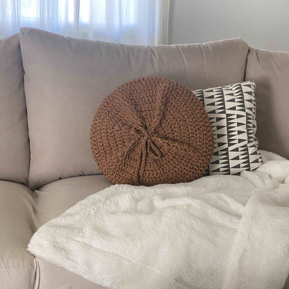 Round Crochet Pillowcase | Camel Brown