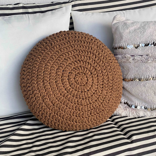 Round Crochet Pillowcase | Camel Brown