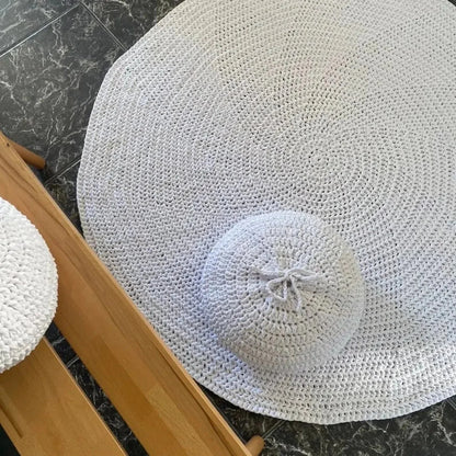 Round Crochet Rug | White