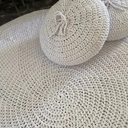 Round Crochet Rug | White