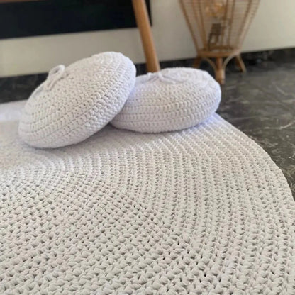Round Crochet Rug | White