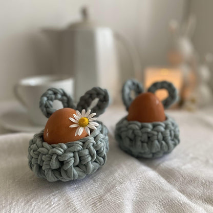 Set of 2 Sage Green Easter Bunny Egg Cups -Limited Edition