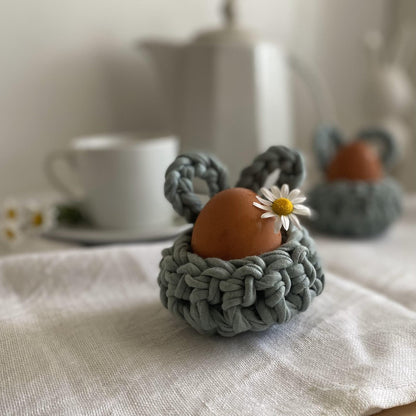 Set of 2 Sage Green Easter Bunny Egg Cups -Limited Edition