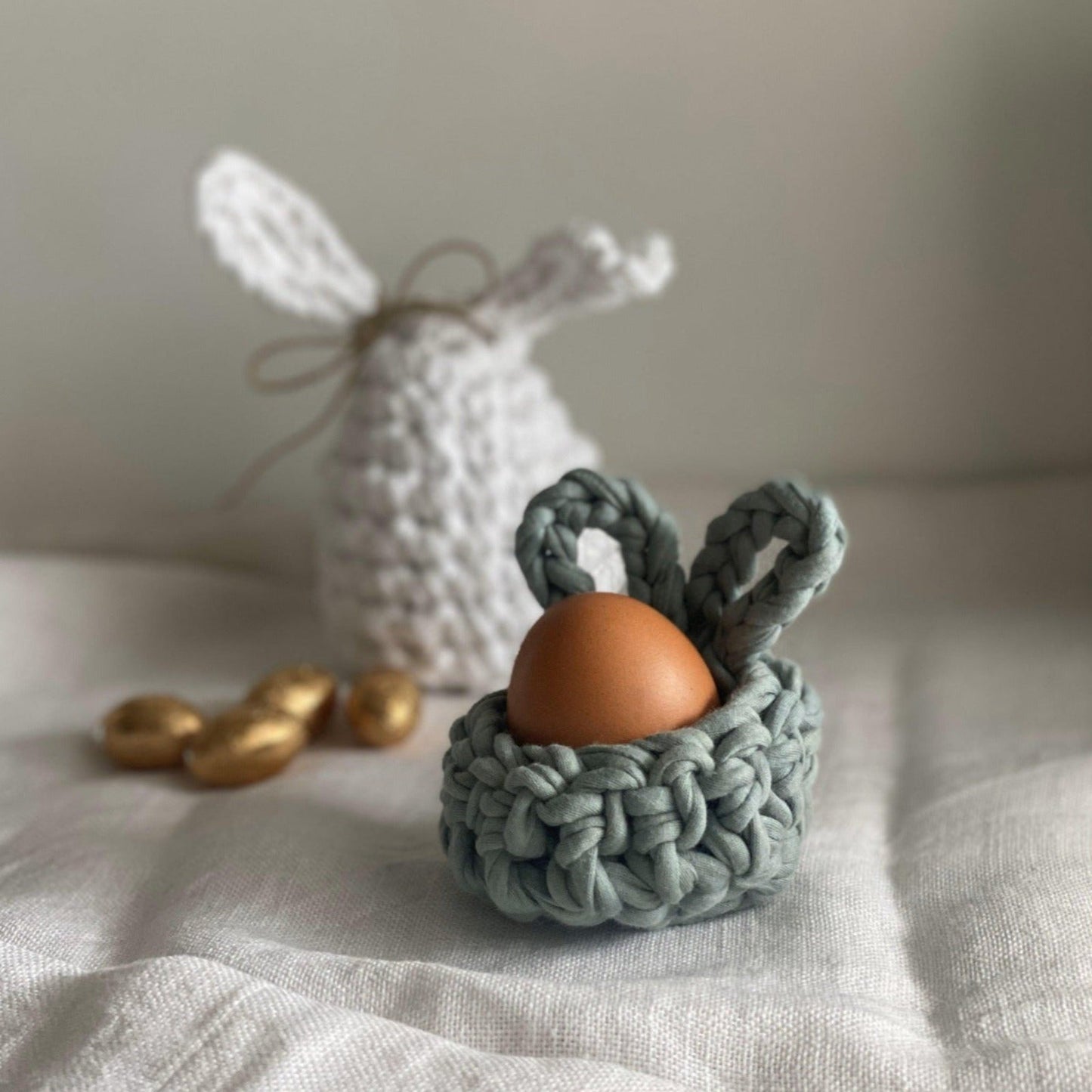 Set of 2 Sage Green Easter Bunny Egg Cups -Limited Edition