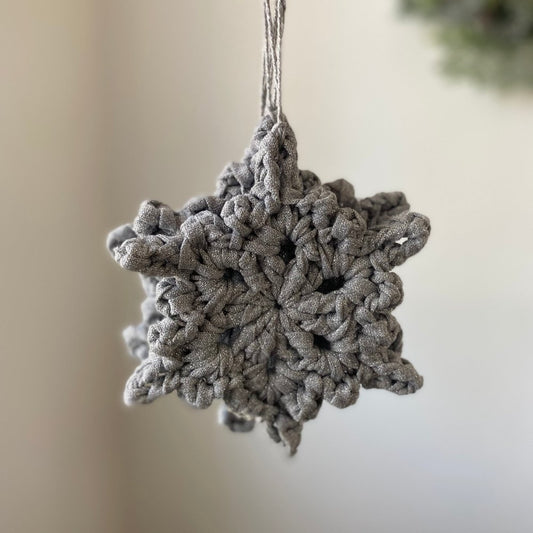 Silver Crochet Snowflake Christmas Ornament Set