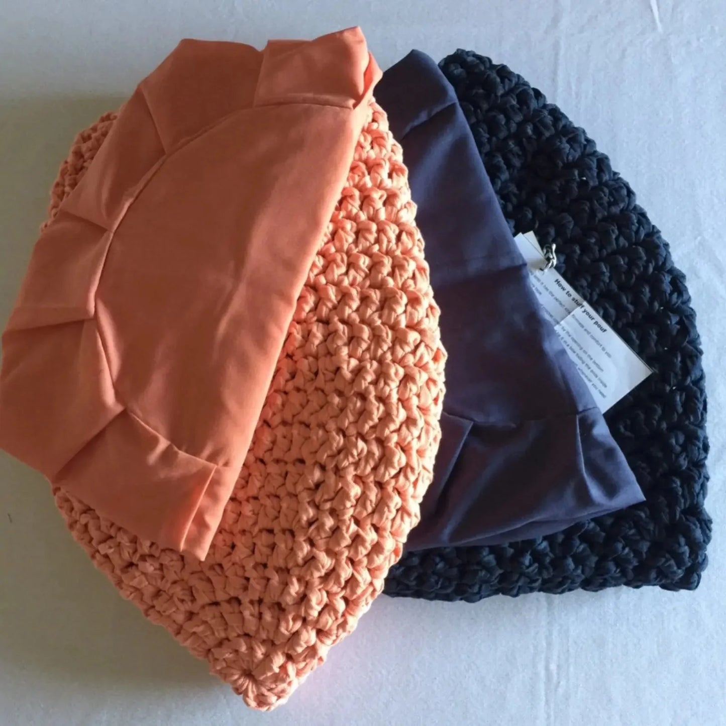 Chunky Knitted Pouffe Ottoman - Teal Blue